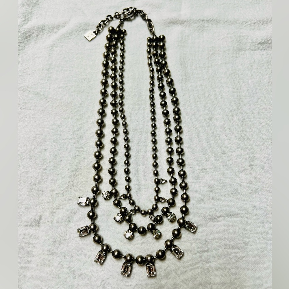 Dannijo 18 inch statement necklace silver and clear crystal